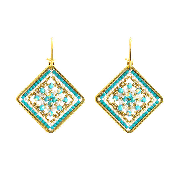 Oorbellen Hiromi Turquoise AB/ goud