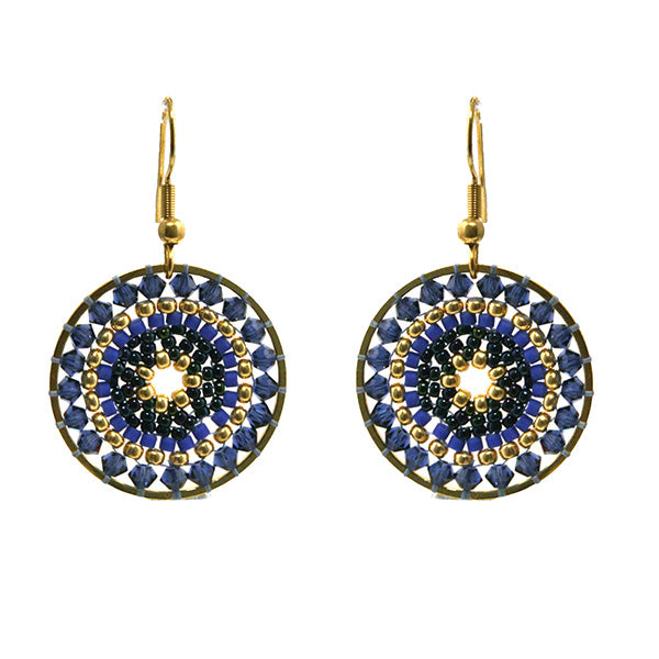 Oorbellen Mia (donkerblauwe, goud)
