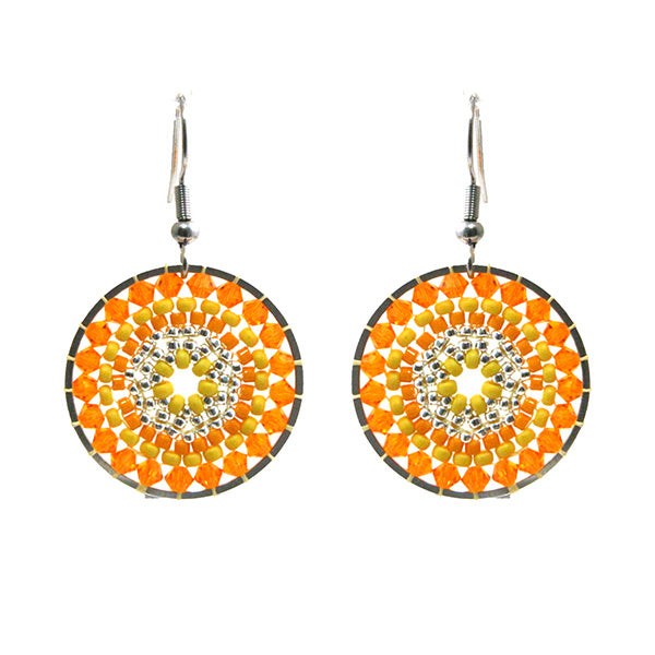Oorbellen Mia (oranje geel,zilver)