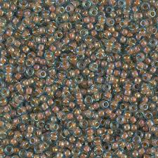 Miyuki rocailles 15/0- 351  Lined peach aqua luster  5 gr.