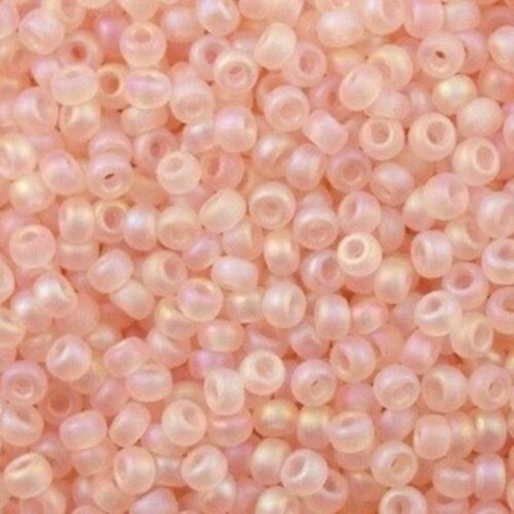 Miyuki rocailles 15/0- 155FR  Transparant matte AB light tea rose  5 gr.