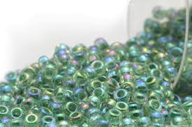 Miyuki rocailles 15/0-247  Lime lined crystal AB  5 gr.