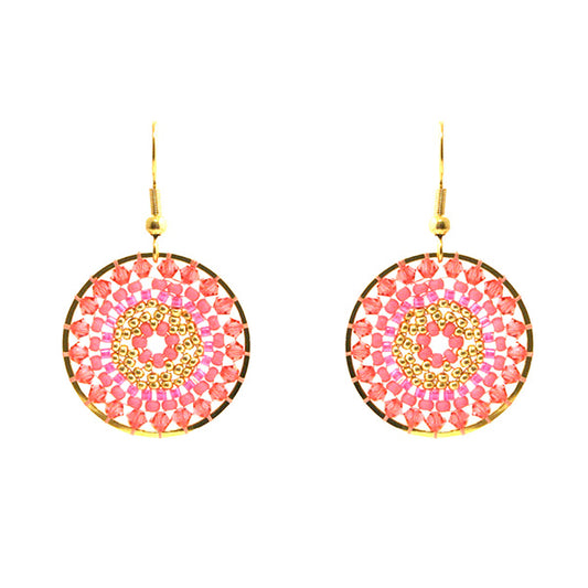 Oorbellen Mia ( neon roze, goud)