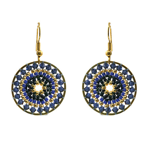 Oorbellen Mia (donkerblauwe, goud)