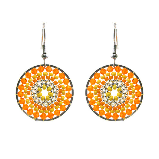 Oorbellen Mia (oranje geel,zilver)