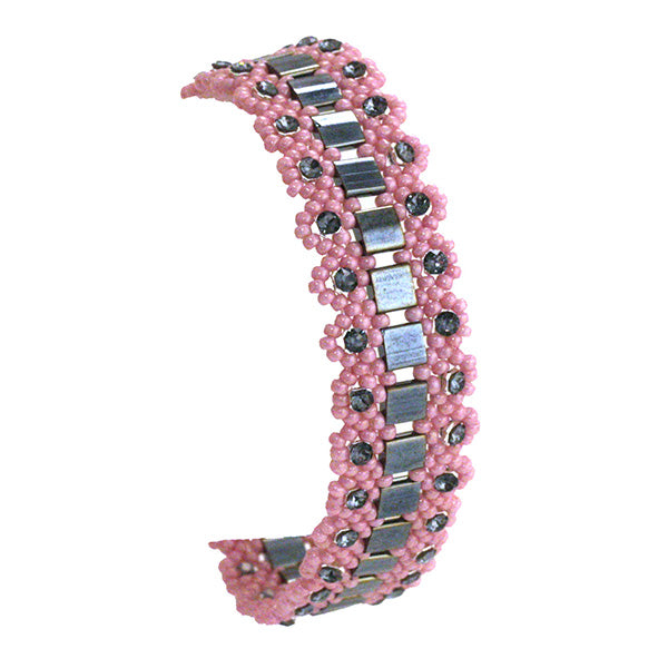 Armband Haruka  Hematite-Vintage rose-Silver night