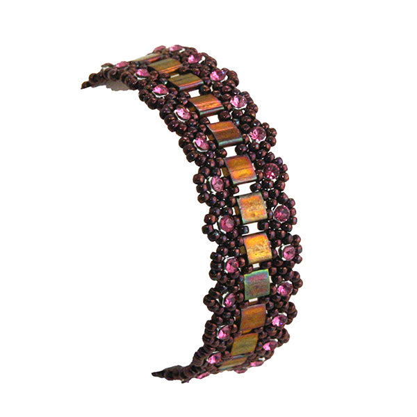 Armband Haruka  Gold iris- Bordeaux - Dark rose