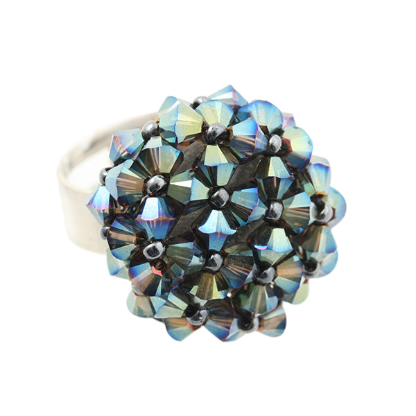 Ring Kibo  Blue green AB2x  silver