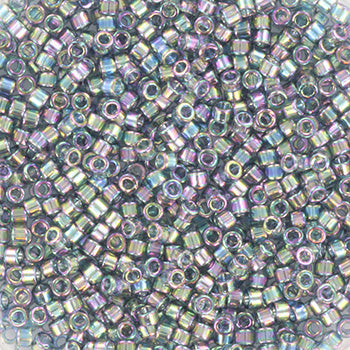 Miyuki delica DB-111 11/0 Gold luster transparant blue gray rainbow  5 gr.