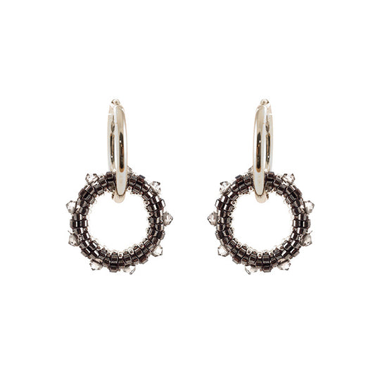 Set oorbellen Rebelle  Hematite/ Crystal satin/ Zilver