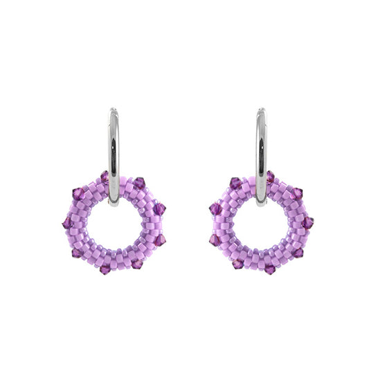 Set oorbellen Rebelle  Lila/ Amethist/ Zilver