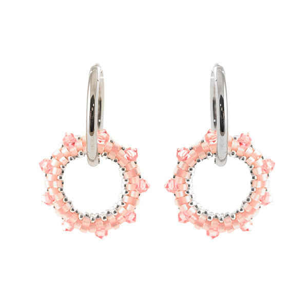 Set oorbellen Rebelle   Rose pastel/ Lt rose/ Zilver