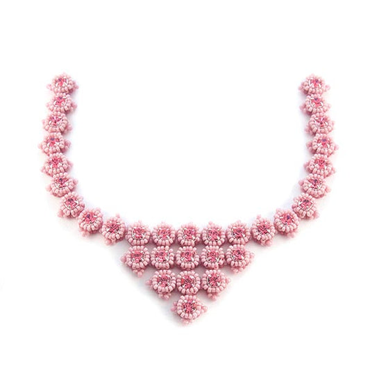 Set ketting Sakura  Roze/ oudroze/ zilver