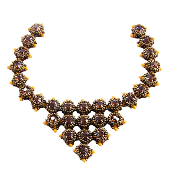 Set ketting Sakura Smoked topaz/ orange/ gold