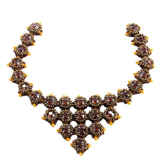 Set ketting Sakura Smoked topaz/ orange/ gold