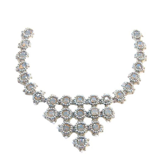 Set ketting Sakura Zand opaal / ecru/ zilver